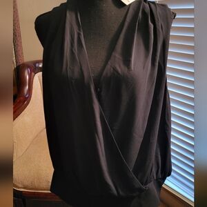 INC International Concepts Black Drape Blouse